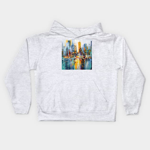 The first snow in the metropolis Kids Hoodie by OLHADARCHUKART